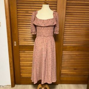 Adored Vintage Floral Dusty Pink Dress